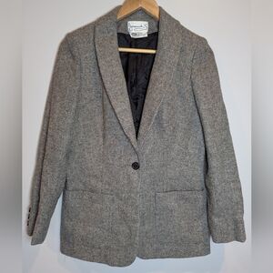 Vintage Jeremiah S WOMENS SIZE 10 100% WOOL CROSSHATCH GRAY BLAZER